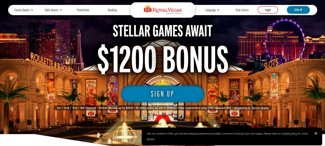 Royal Vegas welcome page
